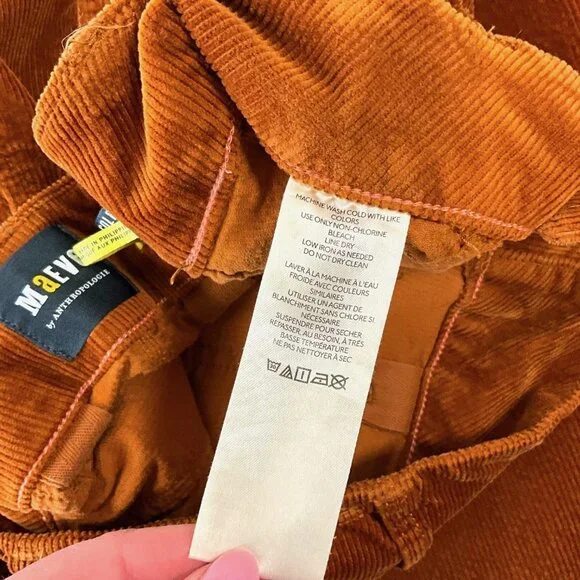 Maeve The Colette Corduroy Pants Womens 29P Orange Cropped Wide Leg Petite - Picture 6 of 10